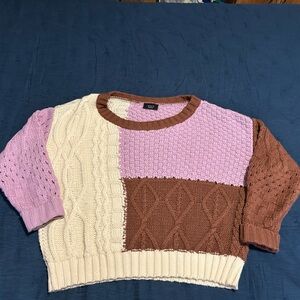 Vici- Purple, brown and cream, chunky sweater
Size medium